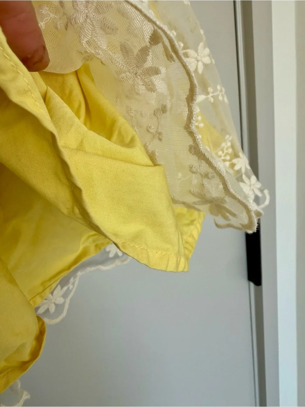 Gymboree Sleeveless Yellow Dress with Floral Lace Overlay and Scalloped Hem